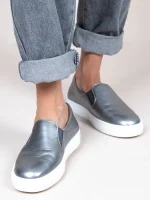 Finess Metal Γυναικεία Δερμάτινα Sneakers Ασημί