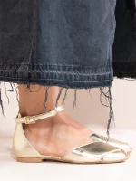 Gaze Dor Γυναικείες Δερμάτινες Μπαλαρίνες Peep Toe Χρυσές - Image 5