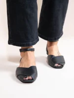 Gaze Noir Γυναικείες Δερμάτινες Μπαλαρίνες Peep Toe Μαύρες - Image 4