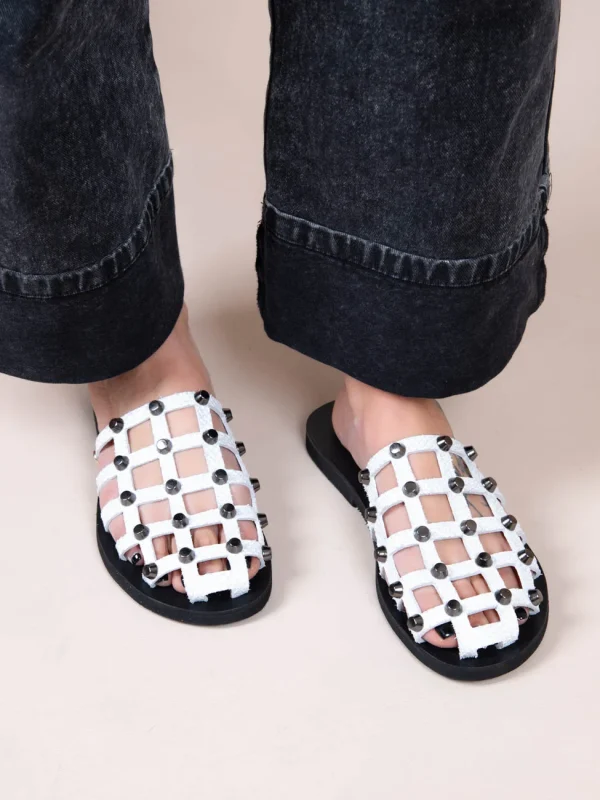 Grillet Stellar Blanc Γυναικεία Δερμάτινα Mules/Σανδάλια Λευκά Με Τρουκς - Image 5