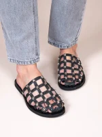 Grillet Stellar Noir Γυναικεία Δερμάτινα Mules/Σανδάλια Μαύρα Με Τρουκς - Image 4