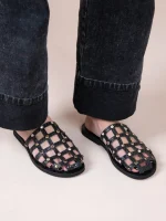 Grillet Strass Noir Γυναικεία Δερμάτινα Mules/Σανδάλια Μαύρα Με Στρας - Image 2