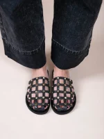 Grillet Strass Noir Γυναικεία Δερμάτινα Mules/Σανδάλια Μαύρα Με Στρας - Image 4