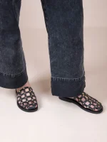 Grillet Strass Noir Γυναικεία Δερμάτινα Mules/Σανδάλια Μαύρα Με Στρας - Image 5