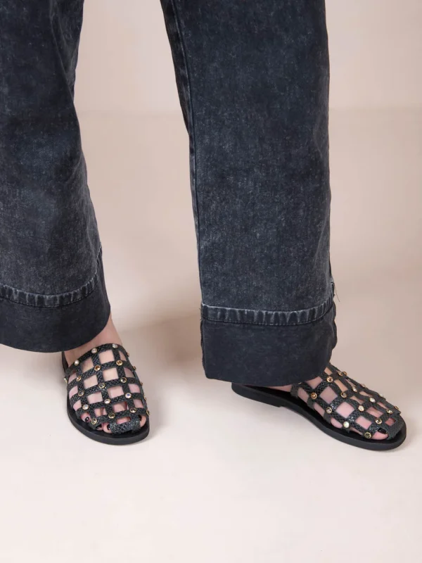Grillet Strass Noir Γυναικεία Δερμάτινα Mules/Σανδάλια Μαύρα Με Στρας - Image 5