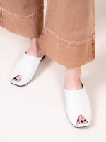 Jasmine Snake Blanc Γυναικεία Δερμάτινα Mules Λευκό/Γκρι Πάγου - Image 3