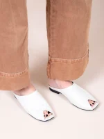 Jasmine Snake Blanc Γυναικεία Δερμάτινα Mules Λευκό/Γκρι Πάγου - Image 5
