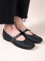 Mariee Noir Γυναικείες Δερμάτινες Μπαλαρίνες Μαύρες - Image 2