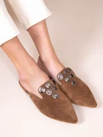 Metal Terra Γυναικεία Δερμάτινα Mules Ταμπά Με Τρουκς - Image 4