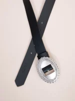 Miroir Noir Dargent Γυναικεία Δερμάτινη Ζώνη Μαύρη - Image 2