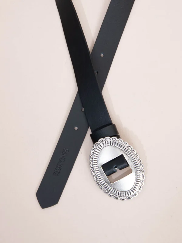 Miroir Noir Dargent Γυναικεία Δερμάτινη Ζώνη Μαύρη - Image 2