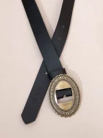 Miroir Noir Dor Γυναικεία Δερμάτινη Ζώνη Μαύρη - Image 2