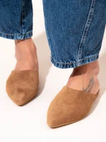Monnez Γυναικεία Δερμάτινα Mules Κάμελ - Image 3