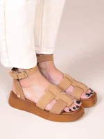 Monte Eleve Γυναικεία Δερμάτινα Flatforms Ταμπά