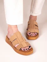 Noyer Eleve Γυναικεία Δερμάτινα Flatforms Ταμπά