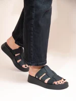 Noyer Eleve Noir Γυναικεία Δερμάτινα Flatforms Μαύρα - Image 3