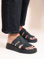 Noyer Eleve Noir Γυναικεία Δερμάτινα Flatforms Μαύρα