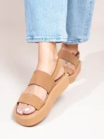 Passage Γυναικεία Δερμάτινα Flatforms Ταμπά