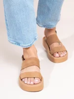 Passage Γυναικεία Δερμάτινα Flatforms Ταμπά - Image 3