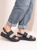 Passage Gris Γυναικεία Δερμάτινα Flatforms Μαύρα