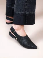 Pontu Osier Noir Γυναικεία Δερμάτινα Mules Μαύρα - Image 2