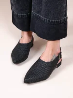 Pontu Osier Noir Γυναικεία Δερμάτινα Mules Μαύρα