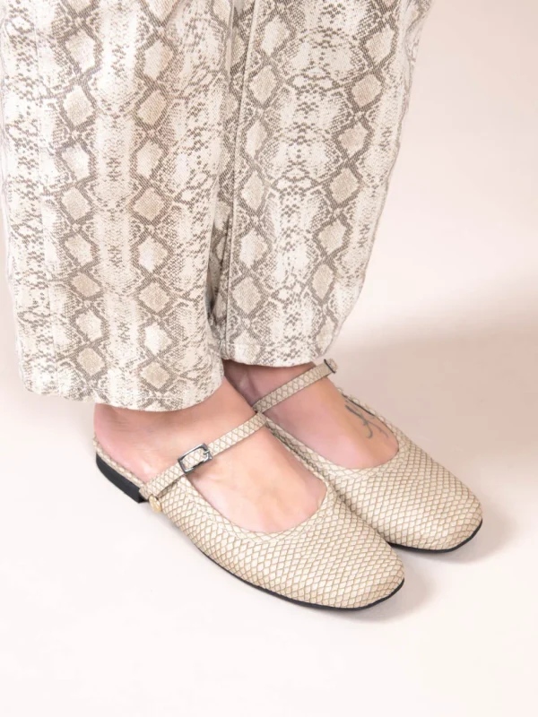 Pouent Γυναικεία Δερμάτινα Mules Μπεζ - Image 1