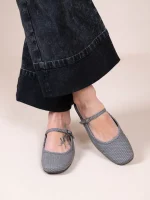 Pouent Gray Γυναικεία Δερμάτινα Mules Γκρι
