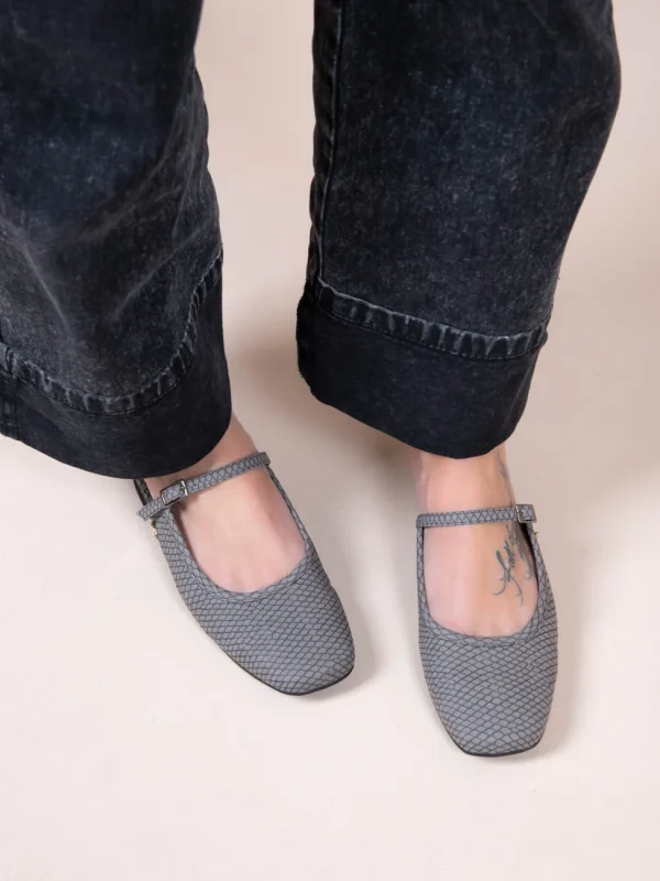 Pouent Gray Γυναικεία Δερμάτινα Mules Γκρι - Image 4