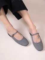 Pouent Gray Γυναικεία Δερμάτινα Mules Γκρι - Image 5