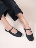 Pouent Noir Γυναικεία Δερμάτινα Mules Μαύρα