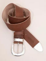 Rond Marron Dargent Γυναικεία Δερμάτινη Ζώνη Καφέ