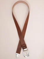 Rond Marron Dargent Γυναικεία Δερμάτινη Ζώνη Καφέ - Image 3