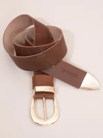 Rond Marron Dor Γυναικεία Δερμάτινη Ζώνη Καφέ