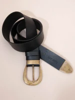 Rond Noir Bronze Γυναικεία Δερμάτινη Ζώνη Μαύρη