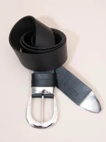 Rond Noir Dargent Γυναικεία Δερμάτινη Ζώνη Μαύρη