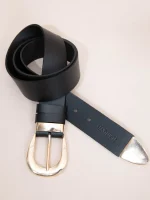 Rond Noir Dor Γυναικεία Δερμάτινη Ζώνη Μαύρη