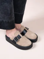 Sagesse Beige Γυναικεία Δερμάτινα Mules Μπεζ - Image 2