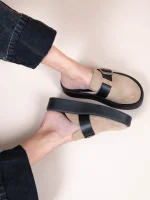 Sagesse Beige Γυναικεία Δερμάτινα Mules Μπεζ