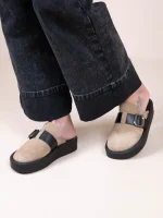 Sagesse Beige Γυναικεία Δερμάτινα Mules Μπεζ - Image 3