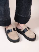 Sagesse Beige Γυναικεία Δερμάτινα Mules Μπεζ - Image 4