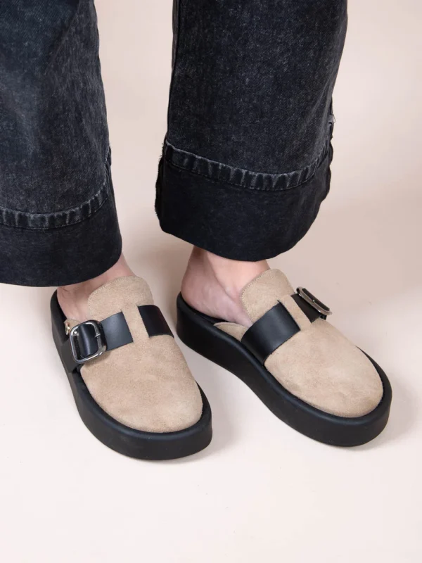 Sagesse Beige Γυναικεία Δερμάτινα Mules Μπεζ - Image 4