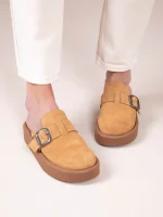 Sagesse Terra Γυναικεία Δερμάτινα Mules Κάμελ - Image 5