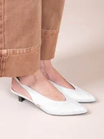Serpe Blanc Γυναικεία Δερμάτινα Mules Με Τακούνι Λευκά - Image 2