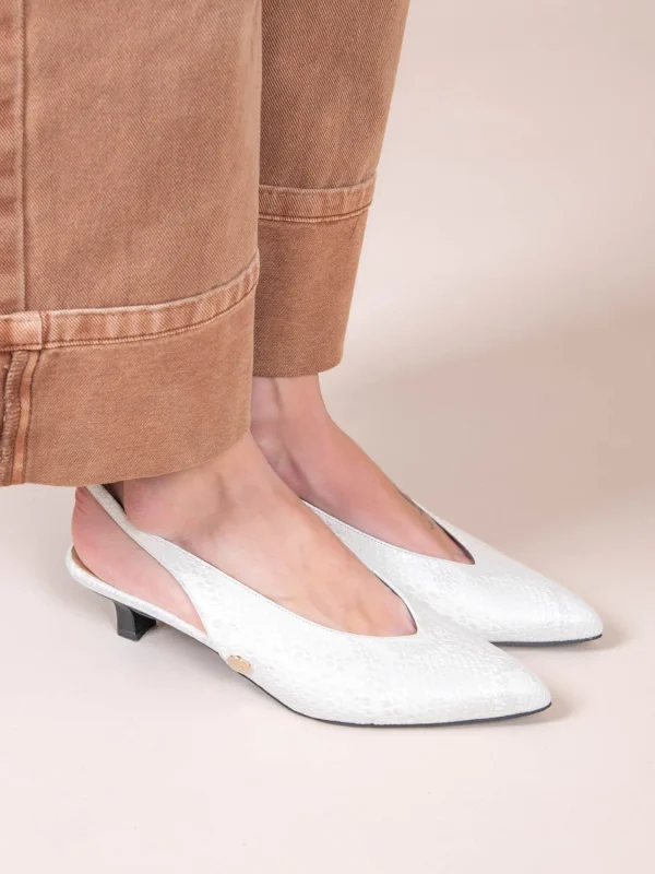 Serpe Blanc Γυναικεία Δερμάτινα Mules Με Τακούνι Λευκά - Image 2
