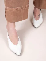 Serpe Blanc Γυναικεία Δερμάτινα Mules Με Τακούνι Λευκά - Image 3