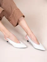 Serpe Blanc Γυναικεία Δερμάτινα Mules Με Τακούνι Λευκά - Image 4
