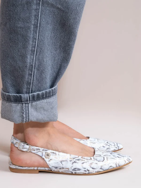 Serpe Gris Γυναικεία Δερμάτινα Mules Snake Print Γκρι - Image 3