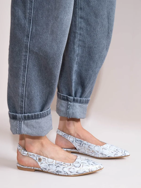 Serpe Gris Γυναικεία Δερμάτινα Mules Snake Print Γκρι - Image 4