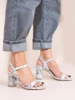 Serpe Gris Eleve Γυναικεία Δερμάτινα Πέδιλα Με Τακούνι Snake Print Γκρι